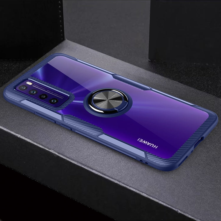 For Huawei nova 7 Anti-fall Transparent TPU + Acrylic Mobile Phone Protective Case with Ring Bracket