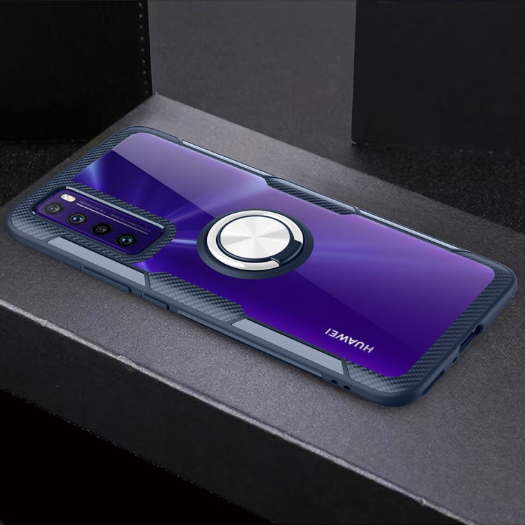 For Huawei nova 7 Anti-fall Transparent TPU + Acrylic Mobile Phone Protective Case with Ring Bracket