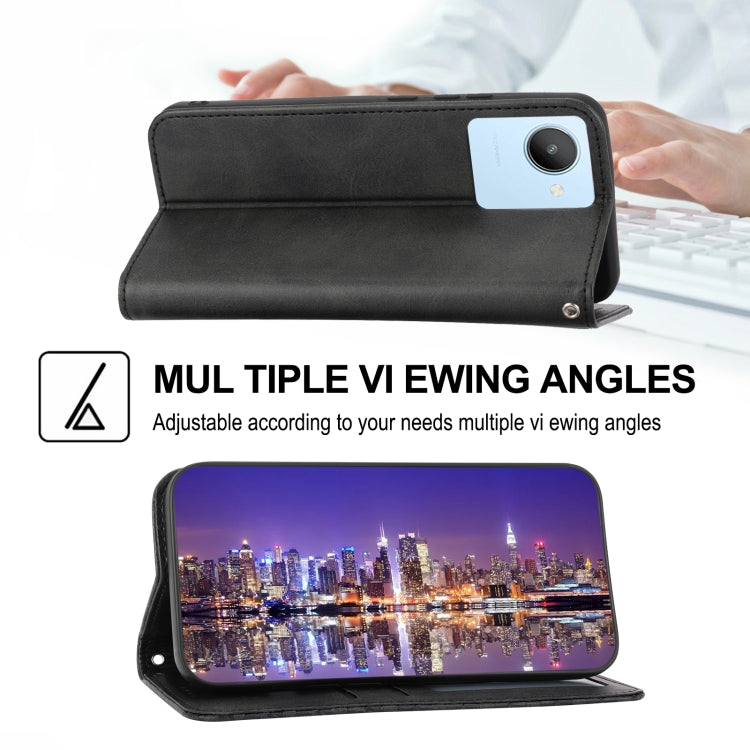 For OPPO Reno8 4G Global Cubic Grid Calf Texture Magnetic Leather Phone Case