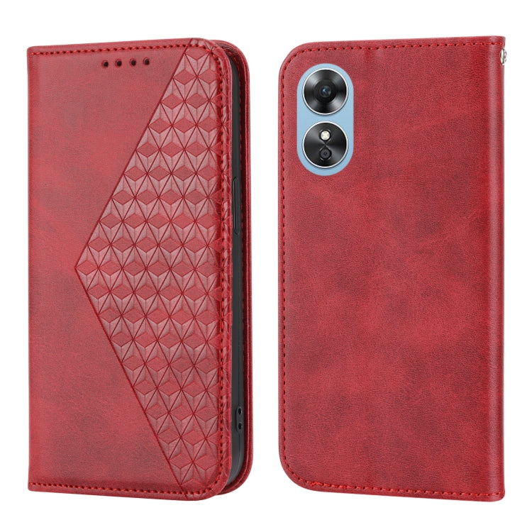 For OPPO Reno8 T 4G Global Cubic Grid Calf Texture Magnetic Leather Phone Case