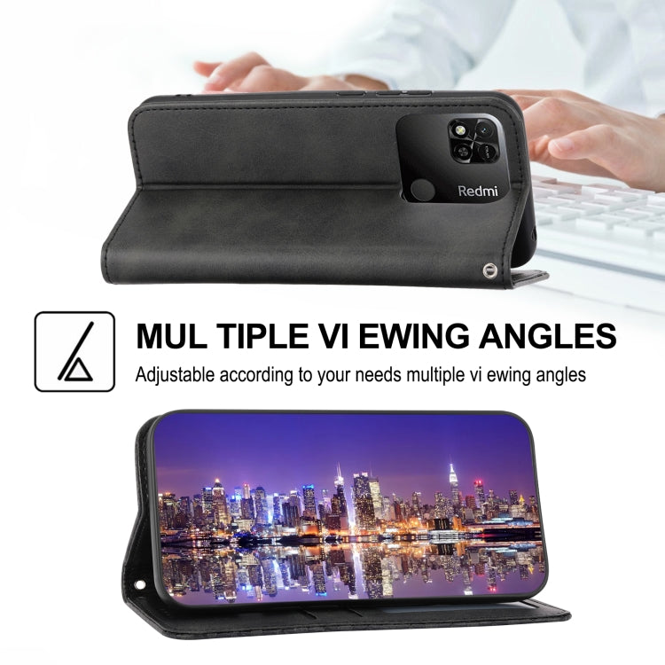 For Xiaomi Redmi 12C/11A Cubic Grid Calf Texture Magnetic Leather Phone Case