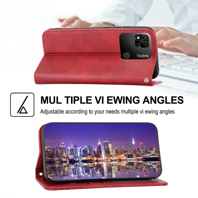 For Xiaomi Redmi 12C/11A Cubic Grid Calf Texture Magnetic Leather Phone Case