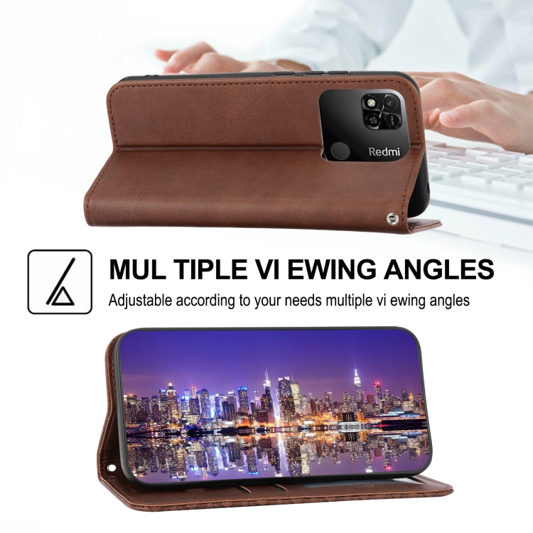 For Xiaomi Redmi 12C/11A Cubic Grid Calf Texture Magnetic Leather Phone Case