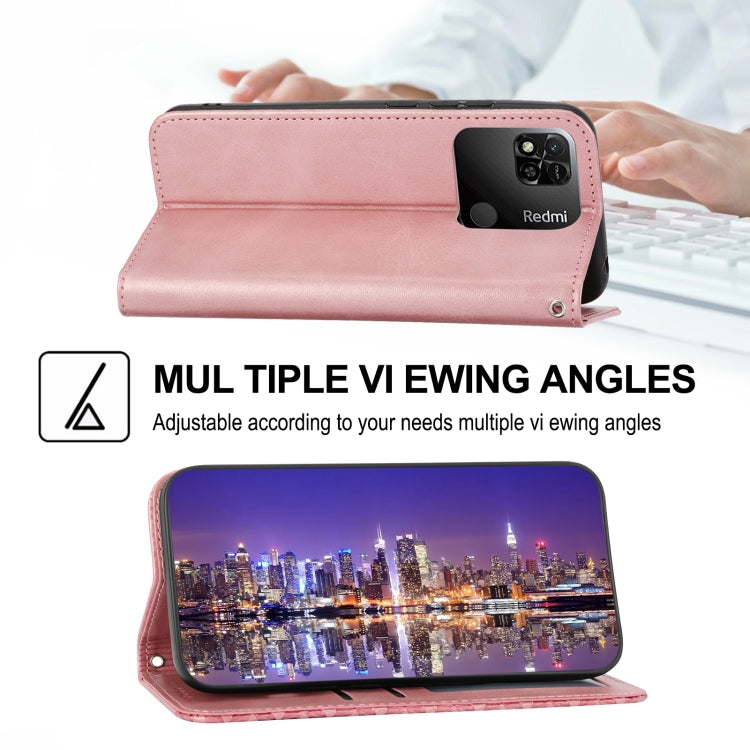 For Xiaomi Redmi 12C/11A Cubic Grid Calf Texture Magnetic Leather Phone Case