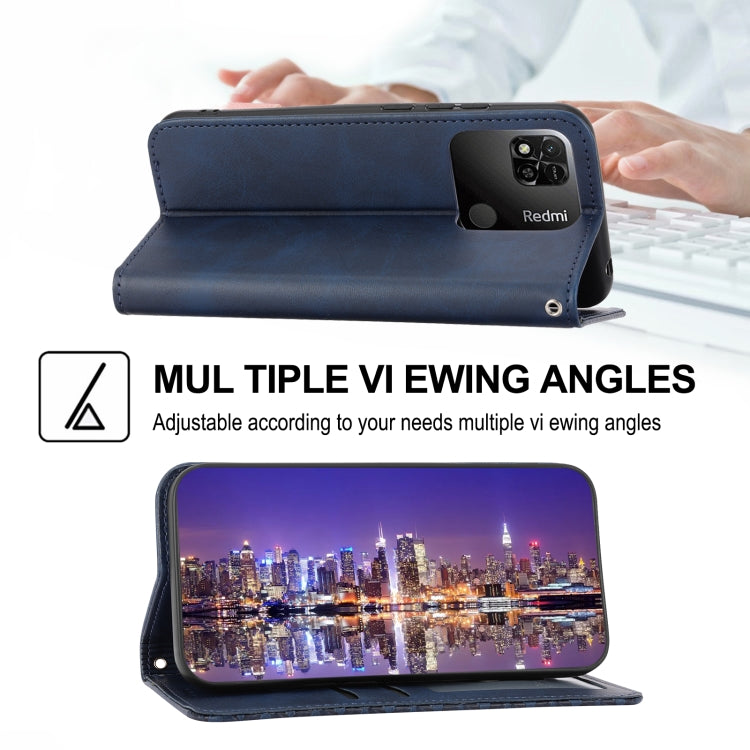 For Xiaomi Redmi 12C/11A Cubic Grid Calf Texture Magnetic Leather Phone Case