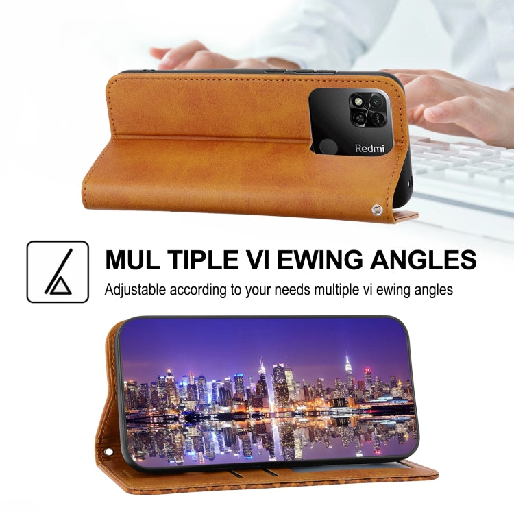 For Xiaomi Redmi 12C/11A Cubic Grid Calf Texture Magnetic Leather Phone Case