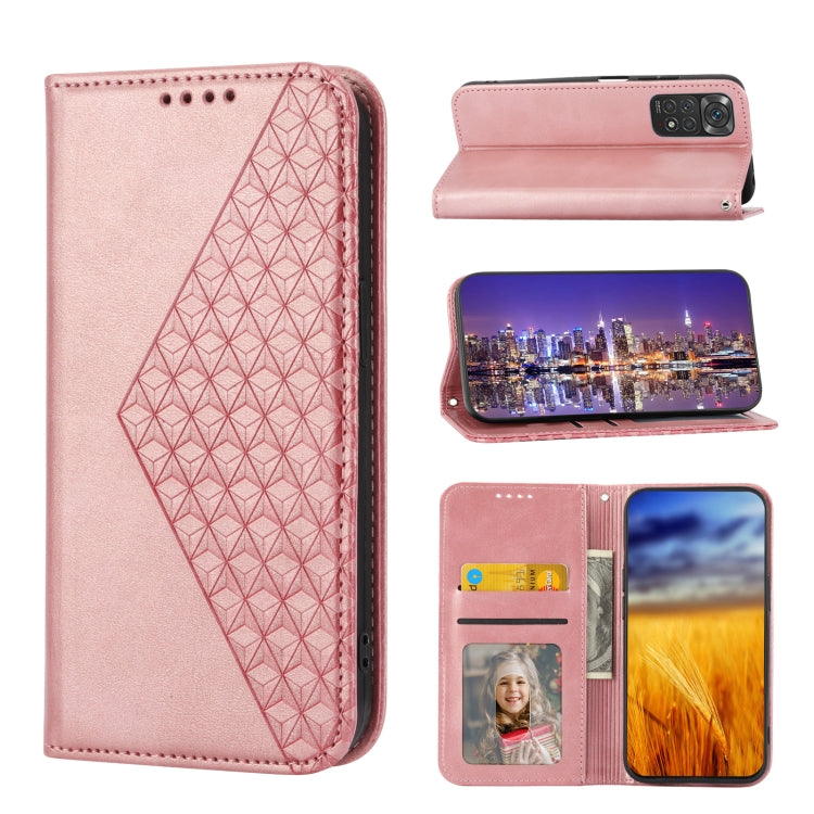 For Xiaomi Redmi K60/K60 Pro Cubic Grid Calf Texture Magnetic Leather Phone Case