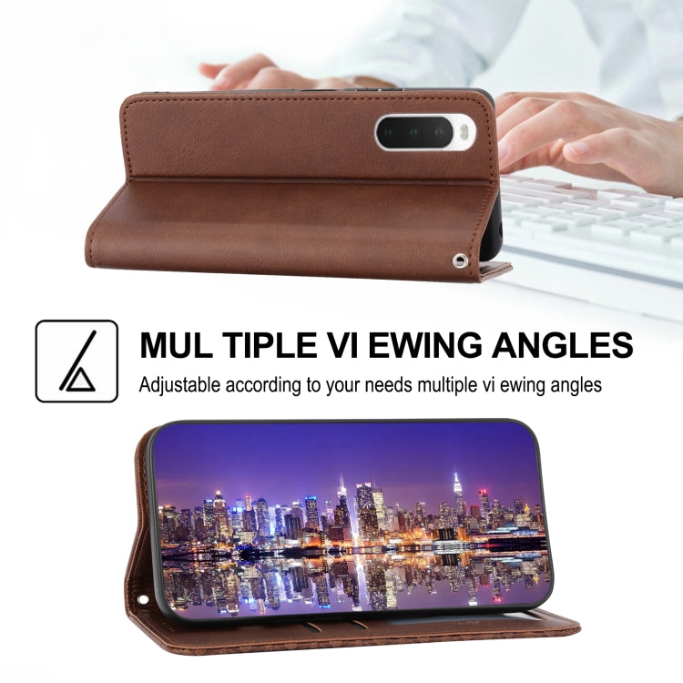 For Sony Xperia 10 V 4G Cubic Grid Calf Texture Magnetic Leather Phone Case