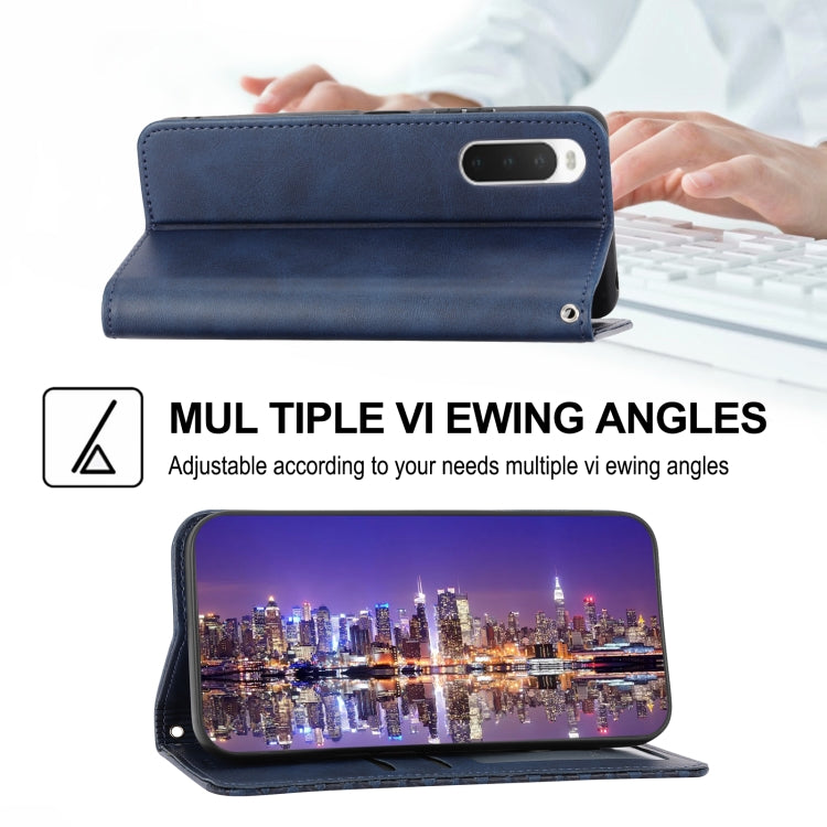 For Sony Xperia 10 V 4G Cubic Grid Calf Texture Magnetic Leather Phone Case