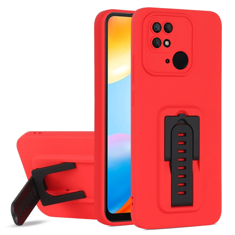 For Xiaomi Redmi 10 4G / Redmi 10C Strap Holder Shockproof Protective Phone Case with Lens Film
