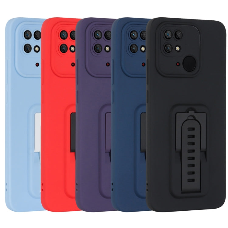 For Xiaomi Redmi 10 4G / Redmi 10C Strap Holder Shockproof Protective Phone Case with Lens Film