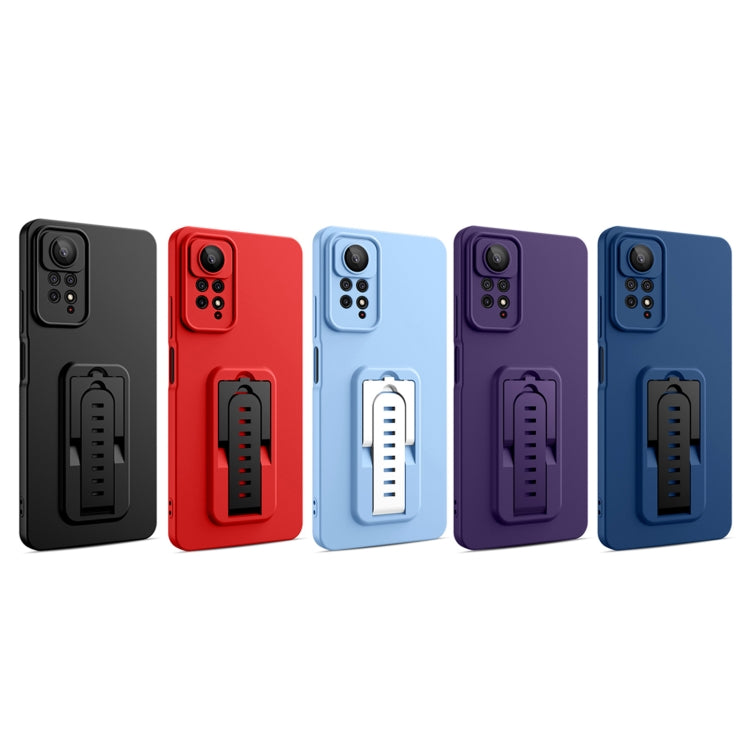 For Xiaomi Redmi Note 11S / Redmi Note 11 4G Global Strap Holder Shockproof Protective Phone Case with Lens Film