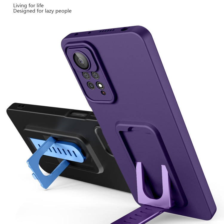 For Xiaomi Redmi Note 11S / Redmi Note 11 4G Global Strap Holder Shockproof Protective Phone Case with Lens Film