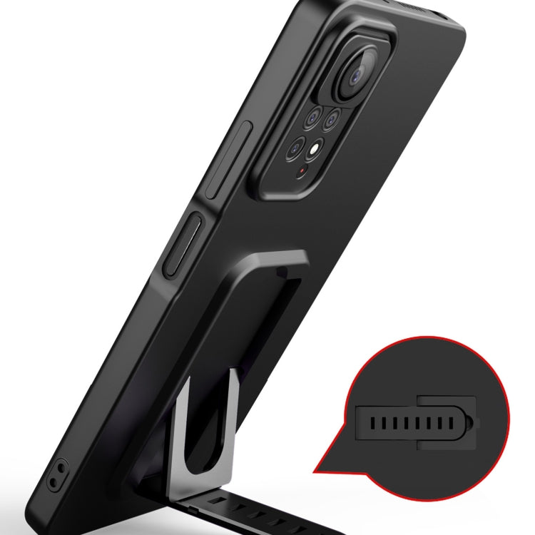 For Xiaomi Redmi Note 11S / Redmi Note 11 4G Global Strap Holder Shockproof Protective Phone Case with Lens Film