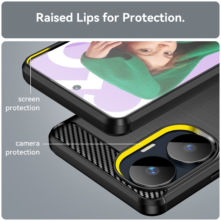 For Realme C55 Brushed Texture Carbon Fiber TPU Phone Case