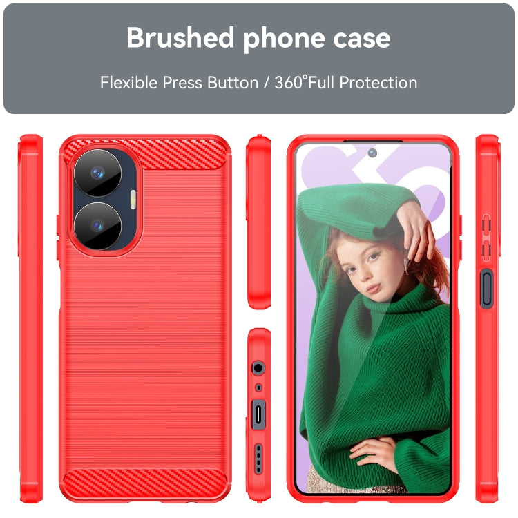 For Realme C55 Brushed Texture Carbon Fiber TPU Phone Case