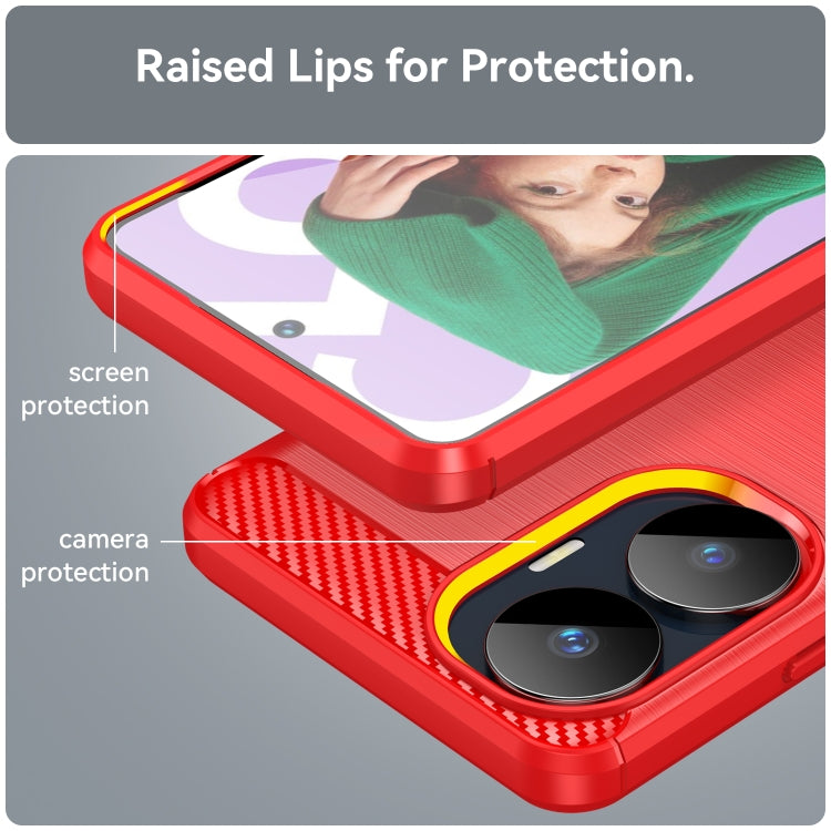 For Realme C55 Brushed Texture Carbon Fiber TPU Phone Case