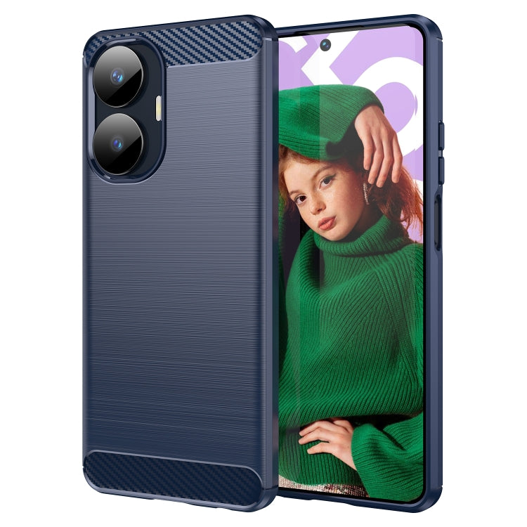 For Realme C55 Brushed Texture Carbon Fiber TPU Phone Case