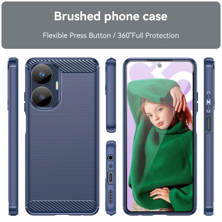 For Realme C55 Brushed Texture Carbon Fiber TPU Phone Case