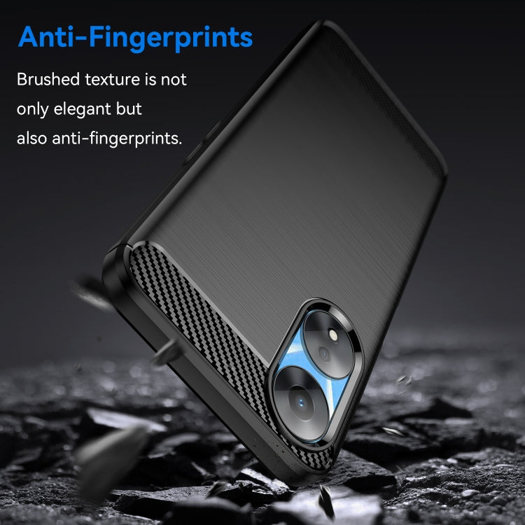 For OPPO A58 5G Brushed Texture Carbon Fiber TPU Phone Case