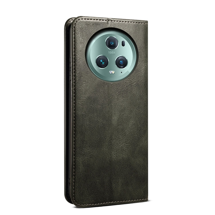 For Honor Magic5 Pro Oil Wax Crazy Horse Texture Leather Phone Case