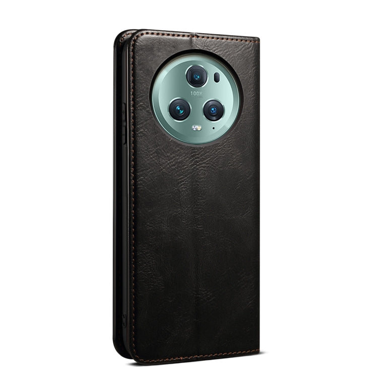 For Honor Magic5 Pro Oil Wax Crazy Horse Texture Leather Phone Case
