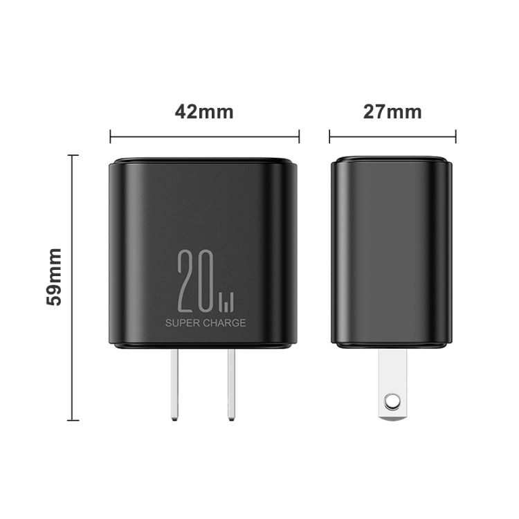 J0YROOM TCF05 20W USB+USB-C/Type-C Fast Charger, Specification:US Plug
