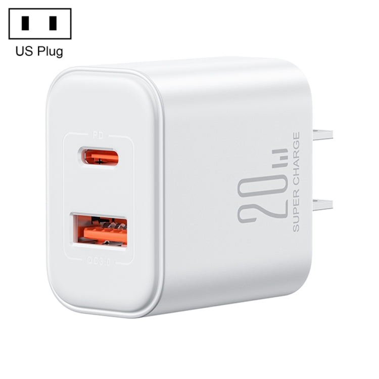 J0YROOM TCF05 20W USB+USB-C/Type-C Fast Charger, Specification:US Plug