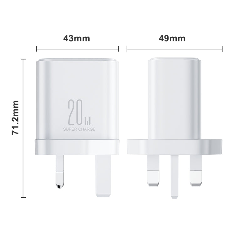J0YROOM TCF05 20W USB+USB-C/Type-C Fast Charger, Specification:UK Plug