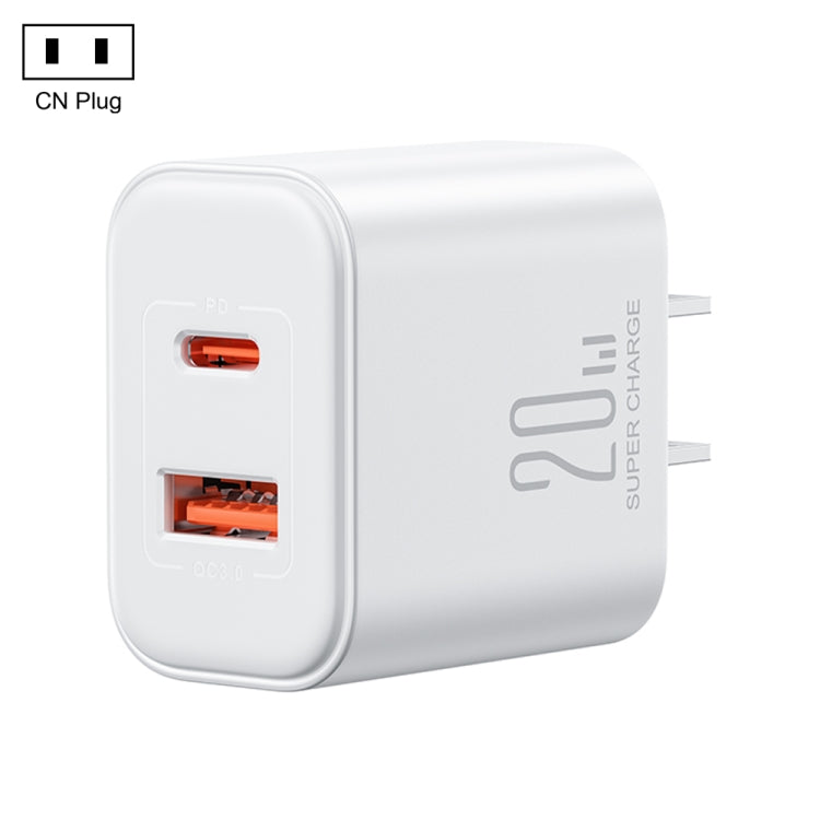 J0YROOM TCF05 20W USB+USB-C/Type-C Fast Charger, Specification:CN Plug