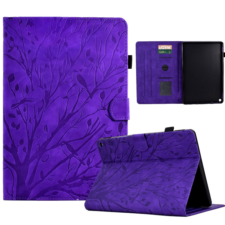 For Amazon Fire HD 10 Plus / HD 10 2021 Fortune Tree Pressure Flower PU Tablet Case with Wake-up / Sleep Function