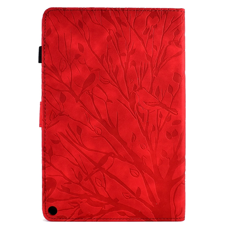 For Amazon Fire HD 10 Plus / HD 10 2021 Fortune Tree Pressure Flower PU Tablet Case with Wake-up / Sleep Function