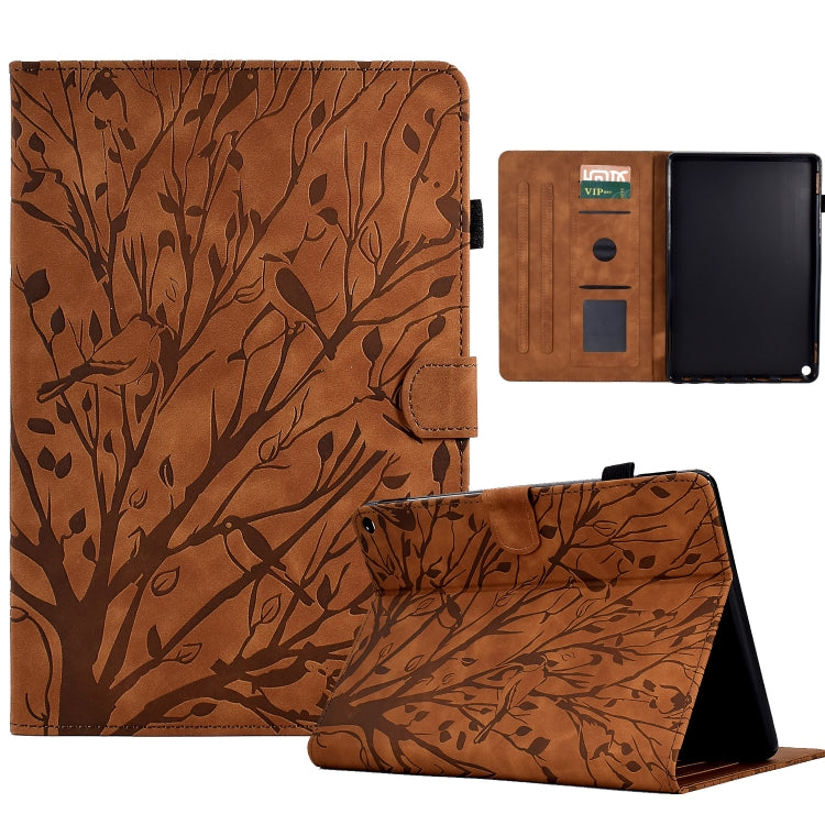 For Amazon Fire HD 10 Plus / HD 10 2021 Fortune Tree Pressure Flower PU Tablet Case with Wake-up / Sleep Function