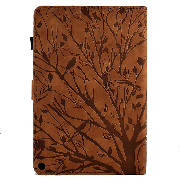 For Amazon Fire HD 10 Plus / HD 10 2021 Fortune Tree Pressure Flower PU Tablet Case with Wake-up / Sleep Function