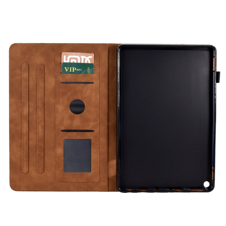 For Amazon Fire HD 10 Plus / HD 10 2021 Fortune Tree Pressure Flower PU Tablet Case with Wake-up / Sleep Function