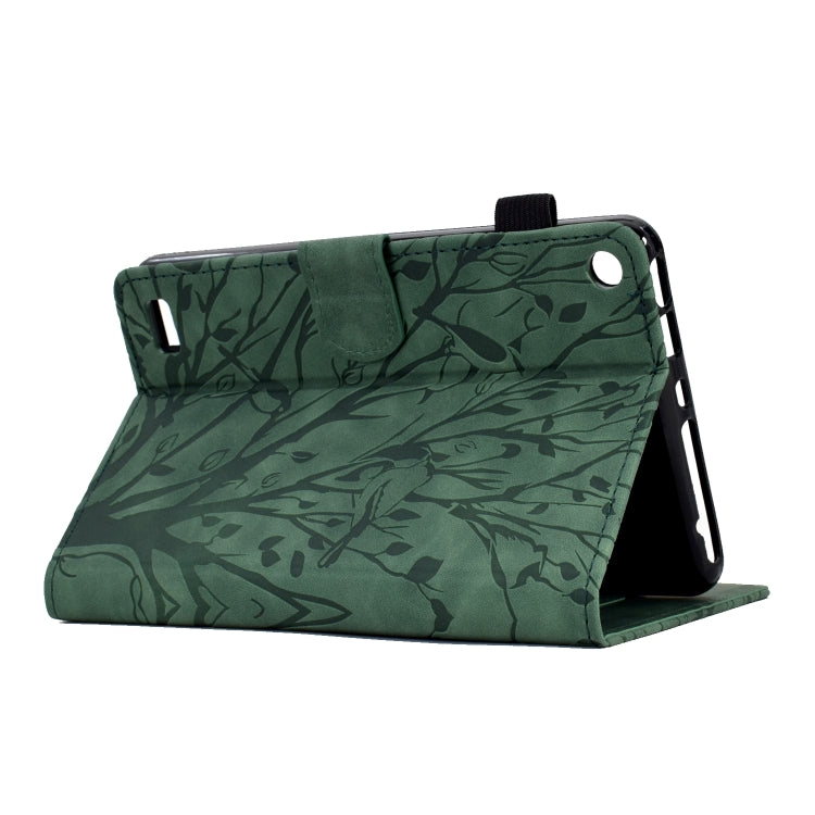 For Amazon Fire 7 2015 2017 2019 Fortune Tree Pressure Flower PU Tablet Case with Wake-up / Sleep Function