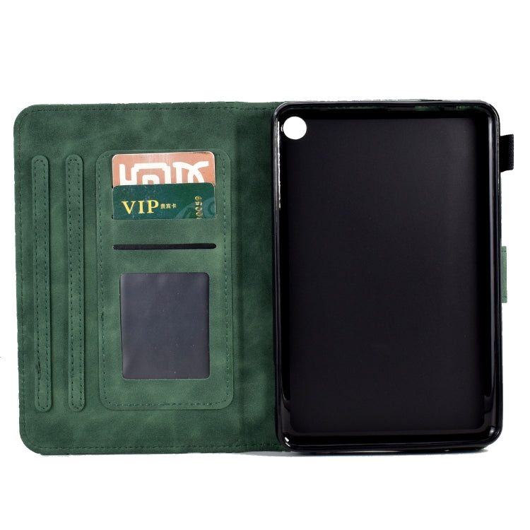 For Amazon Fire 7 2022 Fortune Tree Pressure Flower PU Tablet Case with Wake-up / Sleep Function