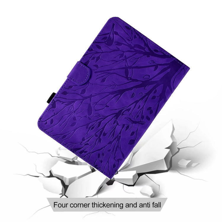 For Amazon Fire 7 2022 Fortune Tree Pressure Flower PU Tablet Case with Wake-up / Sleep Function