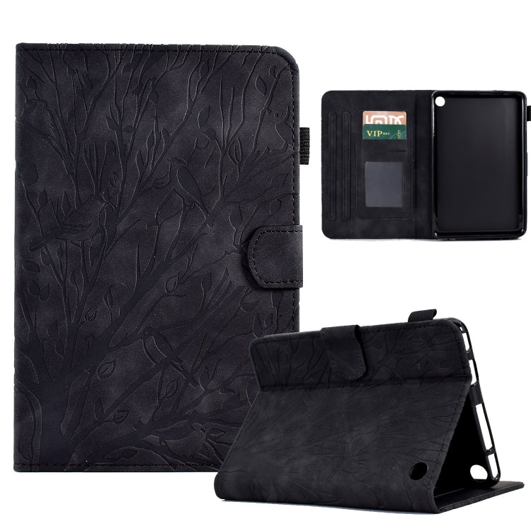 For Amazon Fire 7 2022 Fortune Tree Pressure Flower PU Tablet Case with Wake-up / Sleep Function