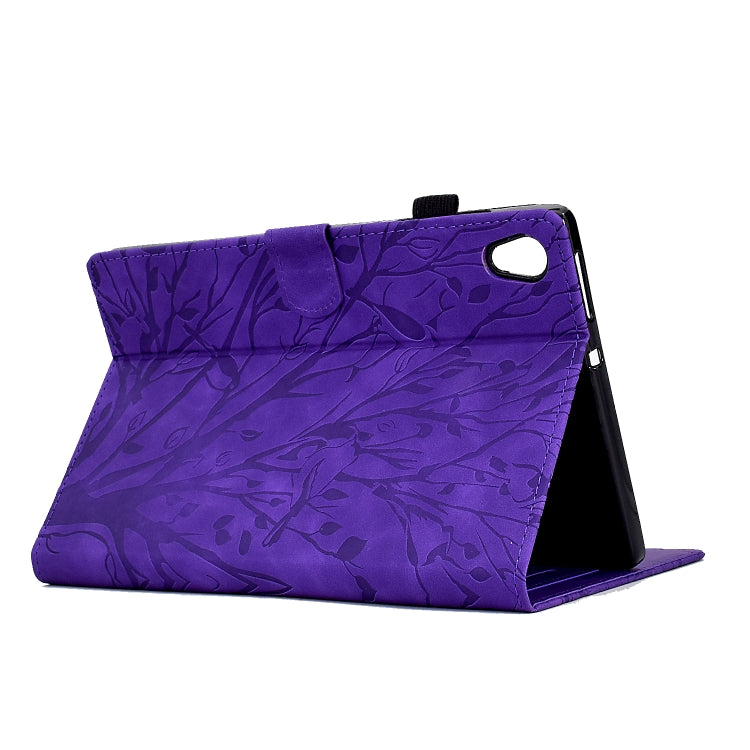 For Lenovo M10 HD 2nd X306X Fortune Tree Pressure Flower PU Tablet Case with Wake-up / Sleep Function