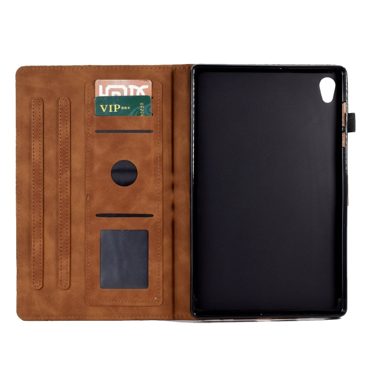 For Lenovo M10 HD 2nd X306X Fortune Tree Pressure Flower PU Tablet Case with Wake-up / Sleep Function