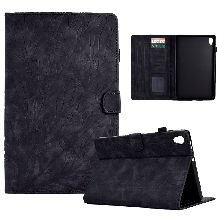 For Lenovo M10 HD 2nd X306X Fortune Tree Pressure Flower PU Tablet Case with Wake-up / Sleep Function