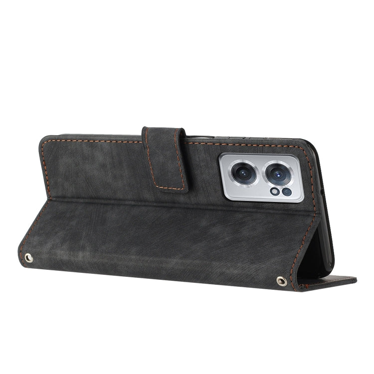 For OnePlus Nord CE 2 5G Skin Feel Stripe Pattern Leather Phone Case with Lanyard