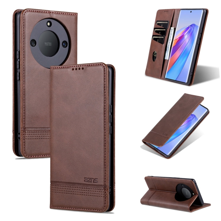For Honor X50 AZNS Magnetic Calf Texture Flip Leather Phone Case
