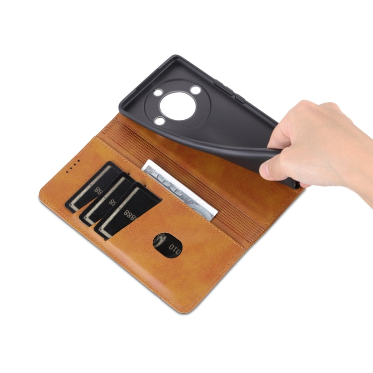 For Honor X50 AZNS Magnetic Calf Texture Flip Leather Phone Case