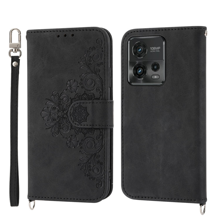 For Motorola Moto G Stylus 5G 2023 Skin-feel Flowers Embossed Wallet Leather Phone Case