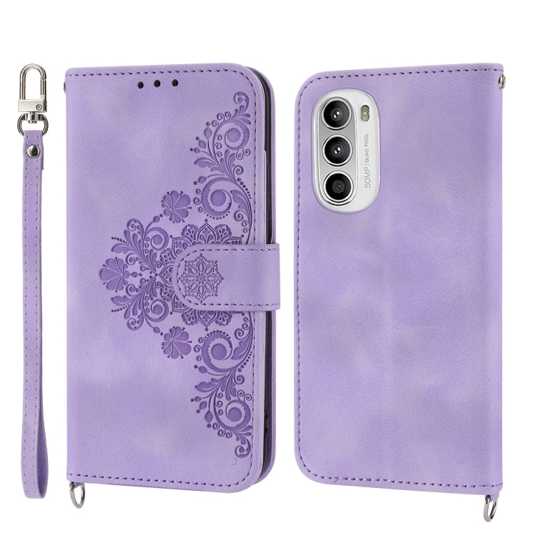 For OPPO A1 Pro Skin-feel Flowers Embossed Wallet Leather Phone Case