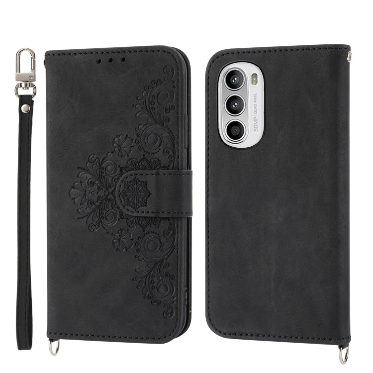 For OPPO A1 Pro Skin-feel Flowers Embossed Wallet Leather Phone Case