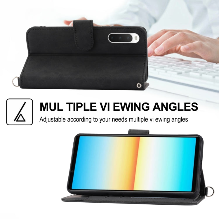 For Sony Xperia 10 V 4G Skin-feel Flowers Embossed Wallet Leather Phone Case