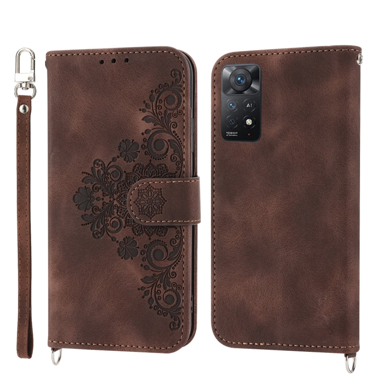 For Xiaomi Redmi K60/K60 Pro Skin-feel Flowers Embossed Wallet Leather Phone Case